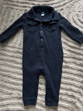 Old Navy Navy Waffle-Knit One-Piece